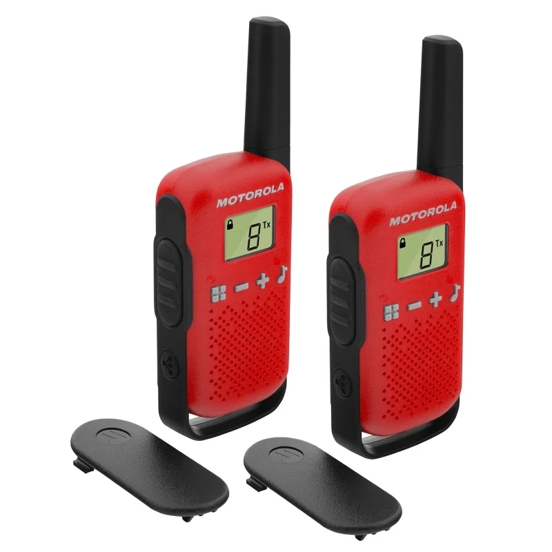 Motorola T42 Pack 2 Walkie Talkies 16 Canales PMR446 Alcance 4Km Autonomía 18h Rojo