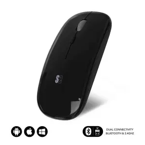 Subblim Ratón Dual Flat - Conectividad Dual - Silent Click - Batería Larga Duración - Negro