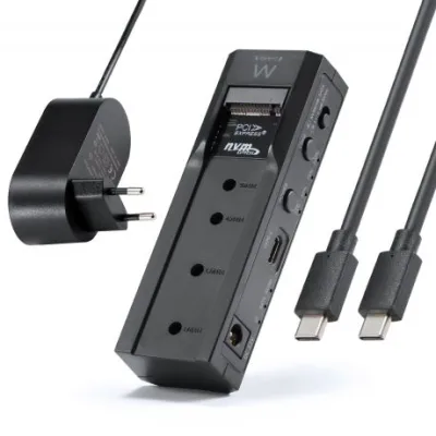 Ewent Clonador Doble Bahia - HDD/NVMe M2 - USB-C 3.2 Gen2 - Indicador LED - Conversor a SATA - Color Negro