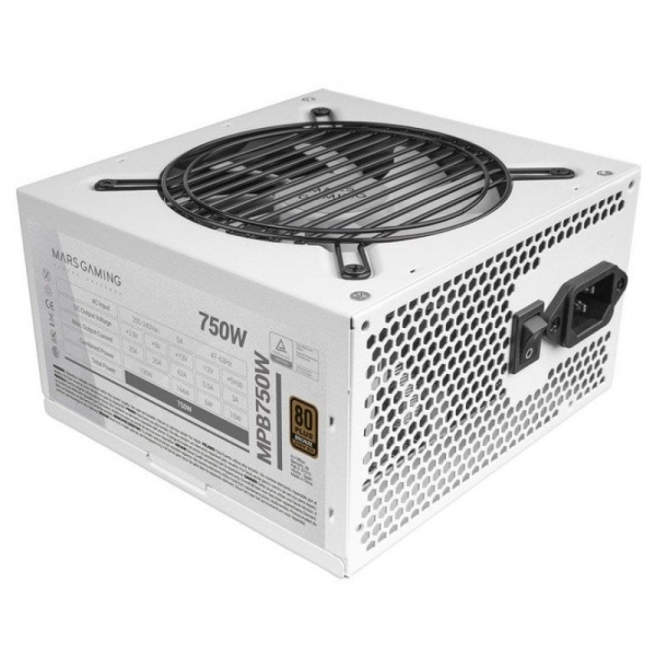 Mars Gaming Mpb750 Fuente De Alimentacion - 750W - 80Plus Bronze - Ai-Rpm Silencioso - Cables Planos - Proteccion Avanzada - Certificacion Tüv Rheinland - Color Blanco