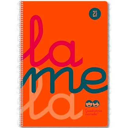 Lamela Cuaderno Espiral 80H Folio 90Gr Cuadrovía 5Mm C/Margen Cubierta Pp Naranja Fluorescente