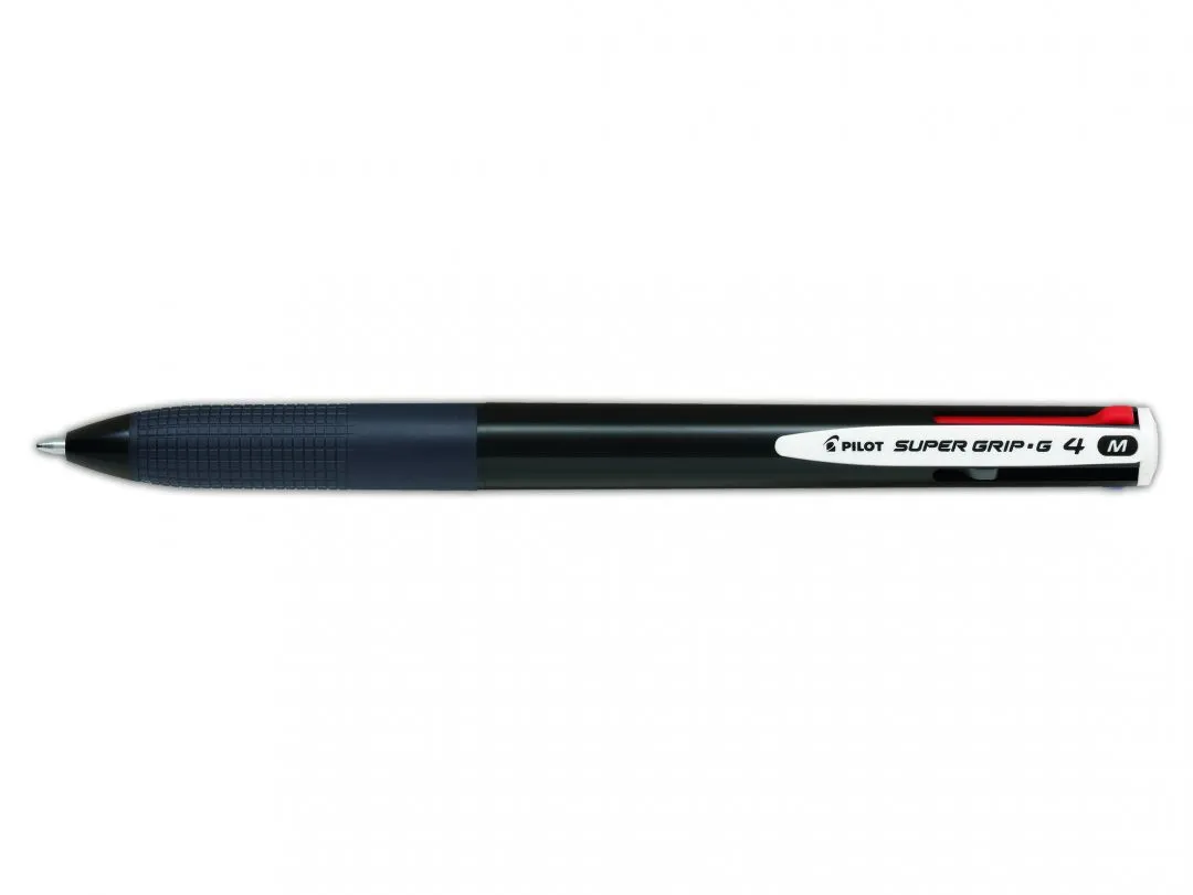 Pilot Boligrafo de Bola Retractil Super Grip G4 - 4 Colores - Punta 1.0mm - Trazo 0.27mm - Cuerpo Negro