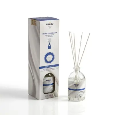Prady Ambientador Mikado Crema Azul 100ml con Varitas Difusoras de Cristal