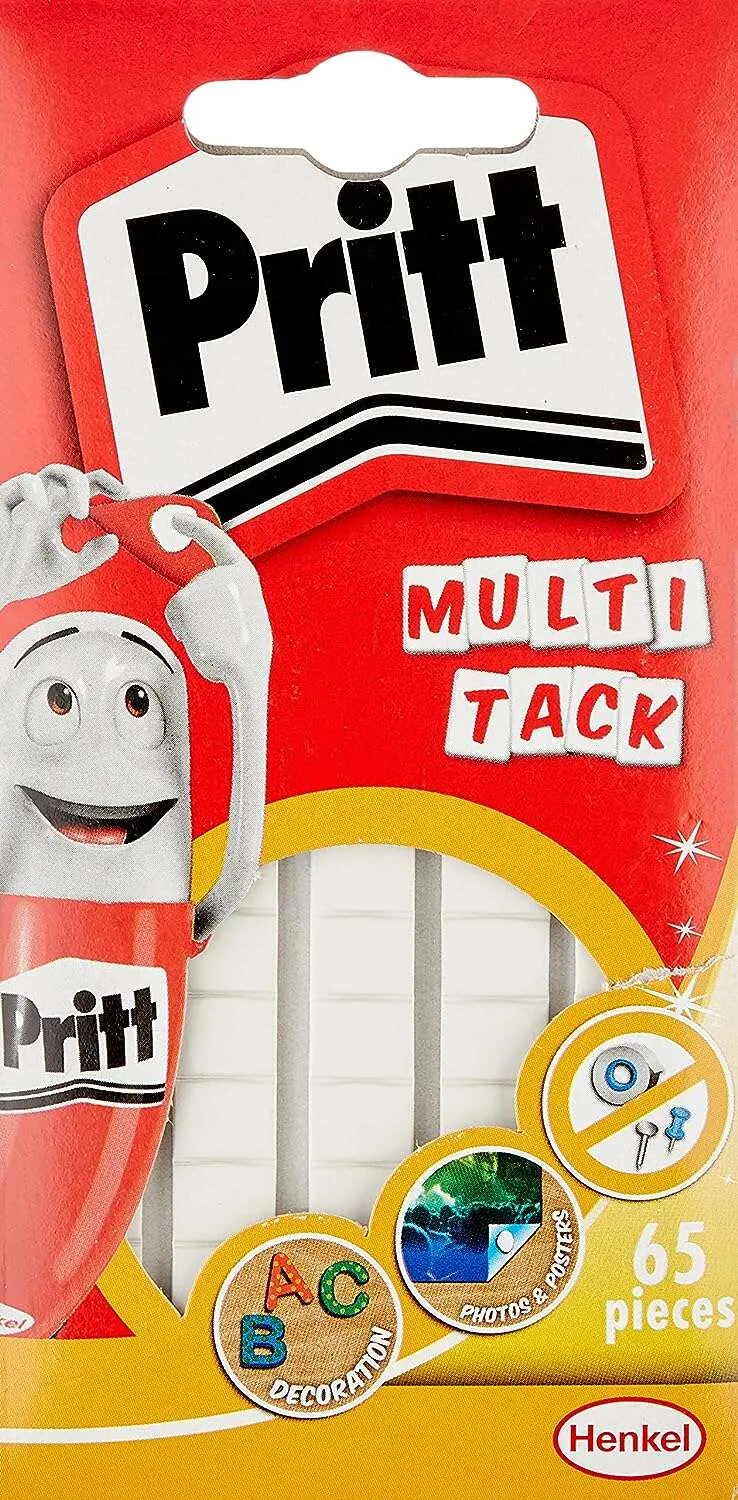 Pritt Multitack Masilla Adhesiva Blanca Pack de 65 Piezas Fuertes y Removibles