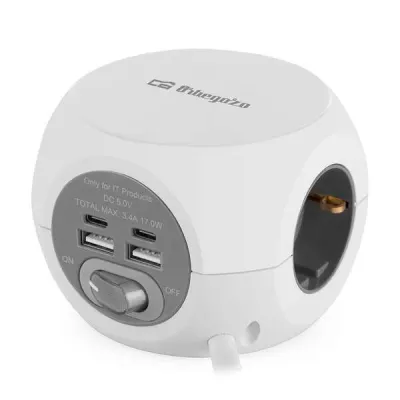 Orbegozo EN 4000 - Enchufe 7 en 1 con USB-C y Cable de 1.5 Metros para Viajes