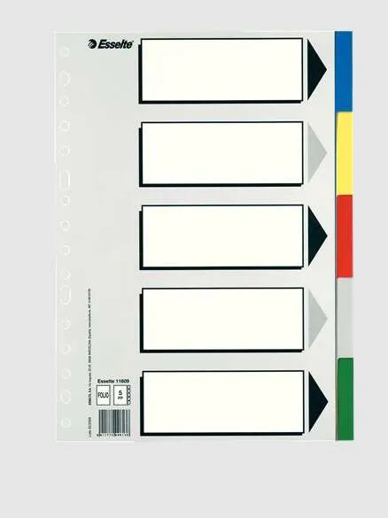 Esselte Separadores 5 Posiciones Folio PP Colores con Carátula
