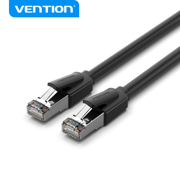Vention Cable Ethernet Cat8 - 1,5M - Velocidad 40Gbps - Ancho De Banda 2000Mhz - Baja Latencia - Conectores Niquelados - Color Negro