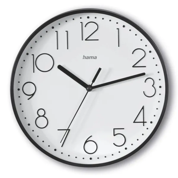 Hama Reloj de Pared Analógico Silencioso 22x3.5cm Color Negro Funciona con 1 Pila AA