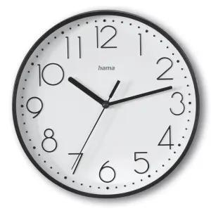 Hama Reloj de Pared Analógico Silencioso 22x3.5cm Color Negro Funciona con 1 Pila AA