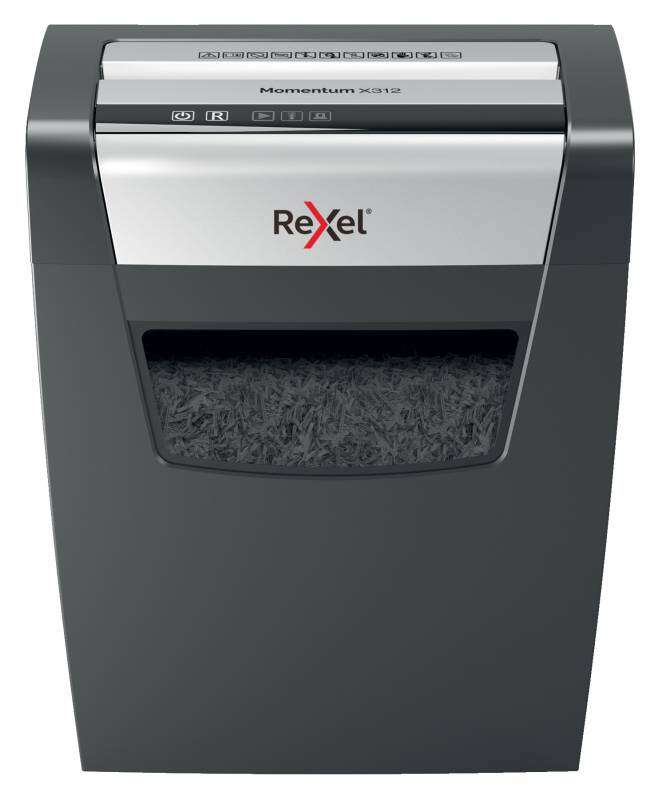 Rexel Momentum X312 Destructora De Papel Manual Corte Confeti P-3 - Destruye Hasta 12 Hojas - Funcionamiento Ininterrumpido 6Min - Papelera De 23L - Color Gris/Plata