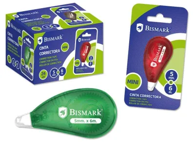 Bismark Mini Cinta Correctora En Seco - Alta Calidad - Correccion Rapida - No Mancha - No Deja Huella En Fotocopias