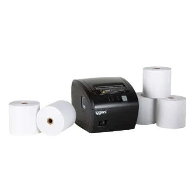 Iggual Kit Impresora Térmica TP Easy 80 + 5 Rollos de Tickets