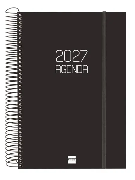 Finocam Agenda Espiral Basics Opaque Anual 2027 1 Día por Página E11 165x242mm Negra