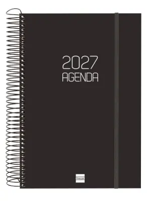 Finocam Agenda Espiral Basics Opaque Anual 2027 1 Día por Página E11 165x242mm Negra