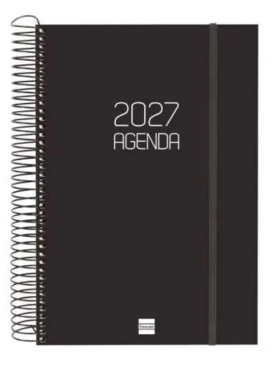 Finocam Agenda Espiral Basics Opaque Anual 2027 1 Día por Página E11 165x242mm Negra