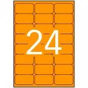 Apli Etiquetas Adhesivas 64X33,9mm Láser Naranja Fluorescente 24X20H