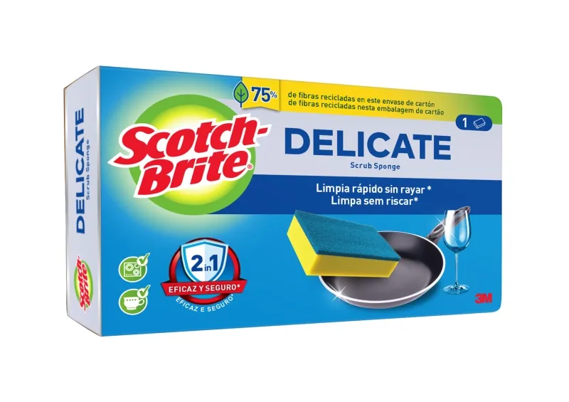 Scotch-Brite Delicate Estropajo De Cocina - No Raya - Color Amarillo