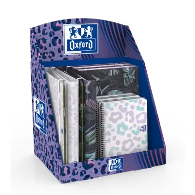 Oxford Dream Tech Expositor con 14 Productos: 5 Cuadernos A4+, 5 Cuadernos A5+, 4 Carpetas A4+