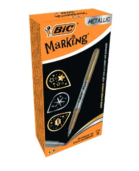 Bic Intensity Metallic Rotulador Permanente - Punta Media 1.8Mm - Trazo 0.8Mm - Grip Texturizado - Color Oro Y Plata