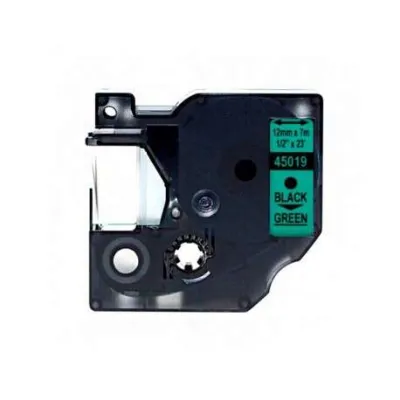Dymo D1 45019 Cinta de Etiquetas 12mm Texto Negro sobre Fondo Verde 7m