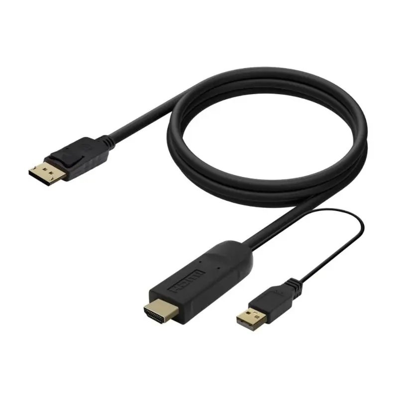 Aisens Cable Conversor Activo HDMI 2.0 + USB Alimentación a DisplayPort 1.2 - 1.8M - Negro