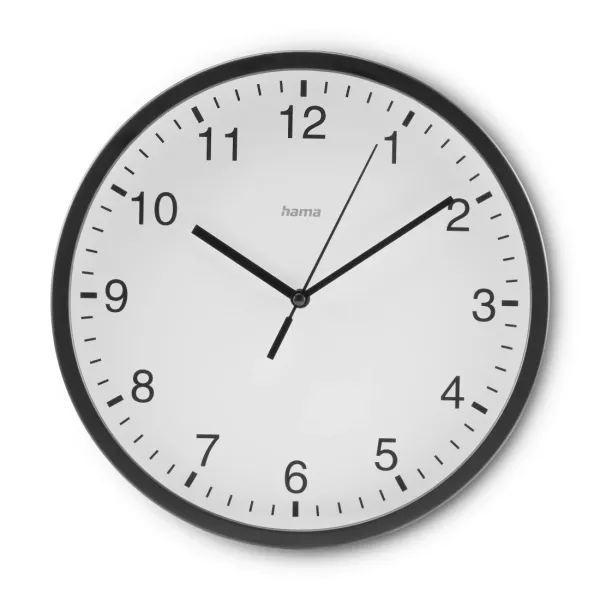 Hama Reloj de Pared Analógico Silencioso 25x4cm Color Negro Funciona con 1 Pila AA