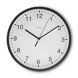 Hama Reloj de Pared Analógico Silencioso 25x4cm Color Negro Funciona con 1 Pila AA