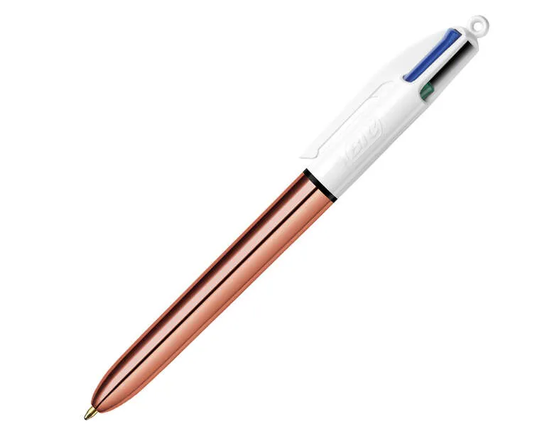 Bic Bolígrafo 4 Colores Rose Gold Cuerpo Blanco/Rosa Metálico Caja 12 Unidades