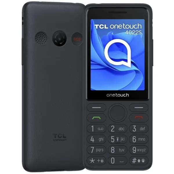 Tcl One Touch 4022S Telefono Movil Pantalla 2.8" Bluetooth - Especial Para Personas Mayores - Base De Carga - Boton Sos - Color Gris