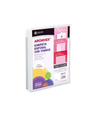 Carchivo Archivex-Star Canguro Personalizable A4 con 30 Fundas PP Espiral Incoloro