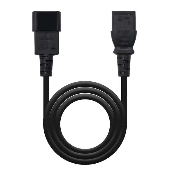 Nanocable Cable De Alimentacion Cpu C13 Hembra A C14 Macho 3M - Color Negro