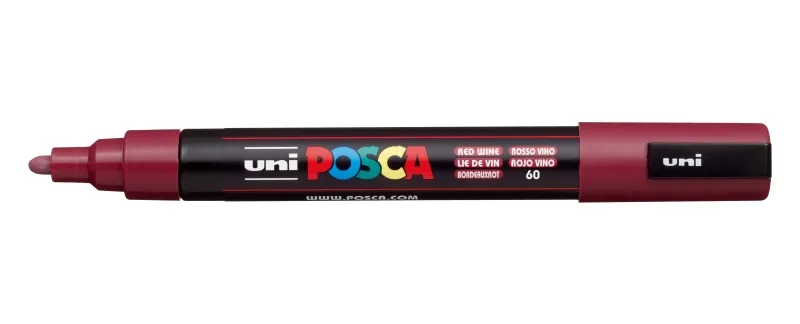 Posca Marcador PC-5M No Permanente Punta Forma De Bala 1,8 - 2,5 Mm Rojo Vino