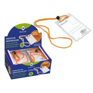 Bismark Portanombres Vertical con Cordon Naranja y Tarjeta Incluida