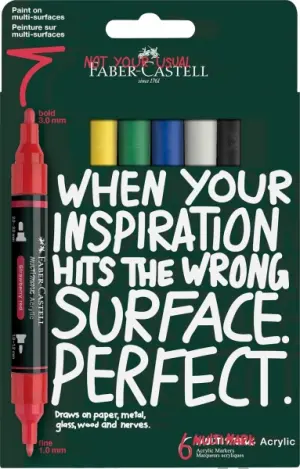 Faber-Castell Multimark Acrylic Pack - 6 Rotuladores Acrílicos Doble Punta 1mm y 3mm