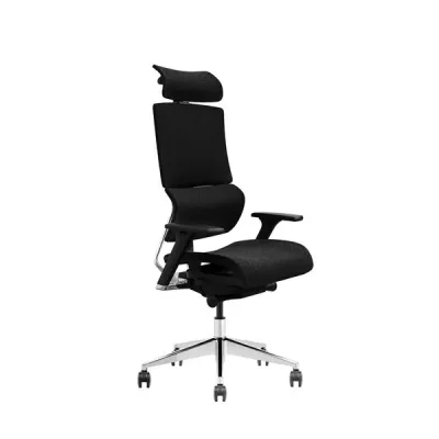 Cromad Senior Se1500 Silla De Oficina - Altura Ajustable Con Elevador De Gas De Grado 4 - Reposacabezas Y Respaldo Regulables - Soporte Lumbar - Ruedas De Nailon 360º - Color Negro