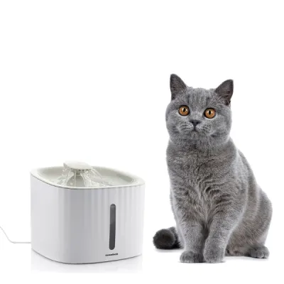 Innovagoods Drinkatt Fuente USB para Mascotas - Capacidad 3L - Silenciosa - Filtros Reutilizables - 3 Modos de Flujo - Indicador Nivel - Facil Limpieza - 19x15x19cm - Color Blanco y Gris