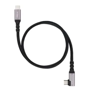 Nanocable Cable USB-C Macho Acodado 90º 0.5m 100W 10Gbps 4K Algodón Trenzado Negro
