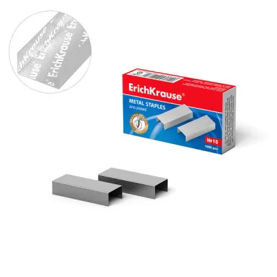 ErichKrause Caja de 1000 Grapas Galvanizadas Nº 10 - Hasta 20 Hojas - Resistente a la Corrosión