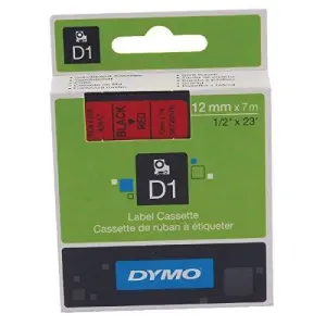 Dymo Cinta Transferencia Térmica D1 Negro Sobre Rojo 12mm x 7m Polyester Rotuladora LabelManager