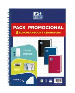 Oxford Cuaderno School Europeanbook Classic Write & Erase 80H A4 5x5 Pack 3 Unidades