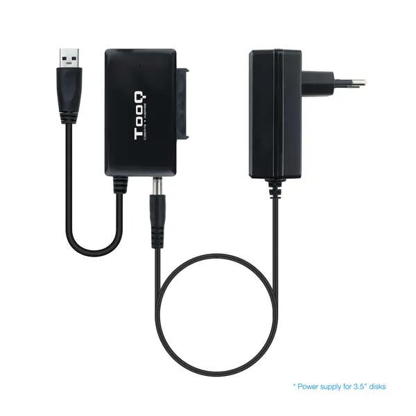 Tooq Adaptador Usb 3.0 Usb-A A Sata Para Discos Duros De 2.5” Y 3.5” Con Alimentador - Color Negro