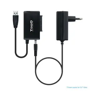 Tooq Adaptador USB 3.0 a SATA para Discos Duros de 2.5” y 3.5” con Alimentador - Negro