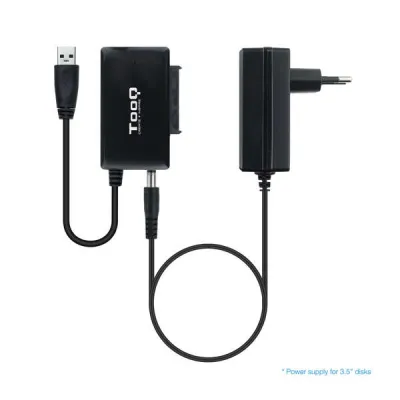 Tooq Adaptador USB 3.0 a SATA para Discos Duros de 2.5” y 3.5” con Alimentador - Negro