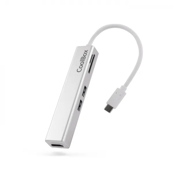 Coolbox Minidock 5 En 1 Usb-C A Hdmi /2Xusb3.0/1Xmicrosd/1Xsdpd - 0.14M - Color Gris Metalizado
