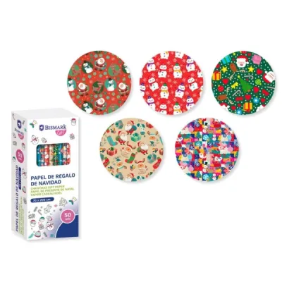 Bismark Rollo de Papel Regalo Navidad - 70cm x 200cm - 5 Diseños