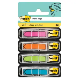 Post-it Index Pack de 4 Dispensadores con 24 Marcadores Reposicionables Surtidos