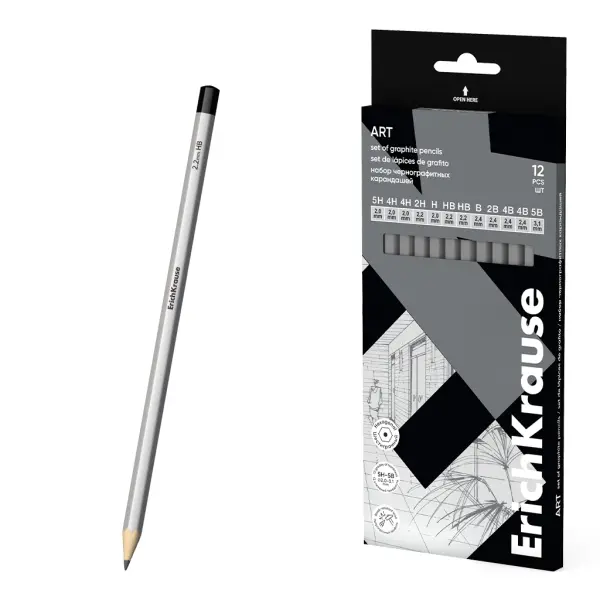 ErichKrause Art Pack 12 Lápices de Grafito Durezas Surtidas 5H-5B Cuerpo Hexagonal