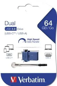 VERBATIM PENDRIVE DUAL STORE ´N´ GO 64GB USB 3.2/USB-C NEGRO