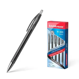 ErichKrause Bolígrafo de Gel Automático R-301 Tinta de Secado Rápido Color Negro