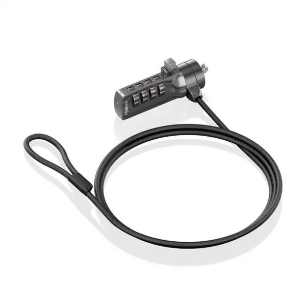 Aisens Cable De Seguridad De Acero Con Cerradura De Combinacion - Compatible Con Kensington Lock - Bloqueo De 4 Digitos - Revestimiento De Vinilo - Ideal Para Ordenadores Y Portatiles - Color Negro